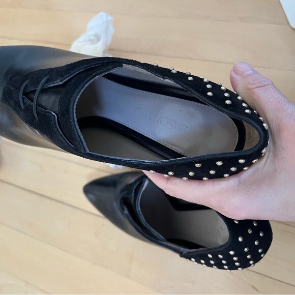 Jason Wu All Leather Gold Studded Made in Italy Bootie in Black 36.5 - Picture 7 of 14